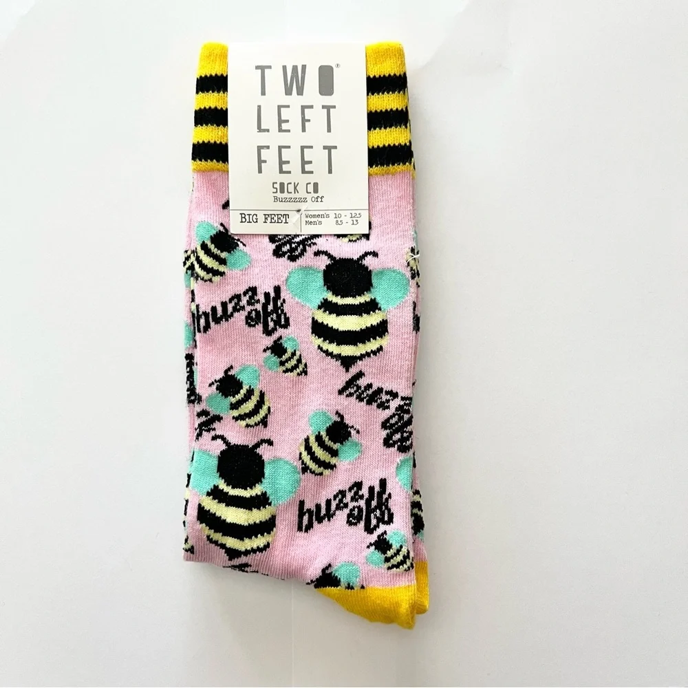 Pink Bee Print Crew Socks